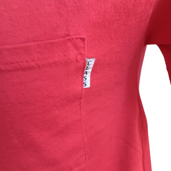 Vintage 1990's Men's Tee Medium RED PLAIN POCKET UNION MADE T-shirt USA - Picture 2 of 5